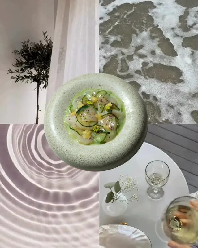 Sliced and set with intention.

Bright oils, fresh herbs, and the clean, quiet clarity of the Aegean in every bite. Each element considered as the sea sets the pace.

It comes in gently, then stays with you.