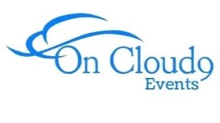 Logo for On Cloud 9 Event Rentals featuring a stylized cloud and the company name in blue text.