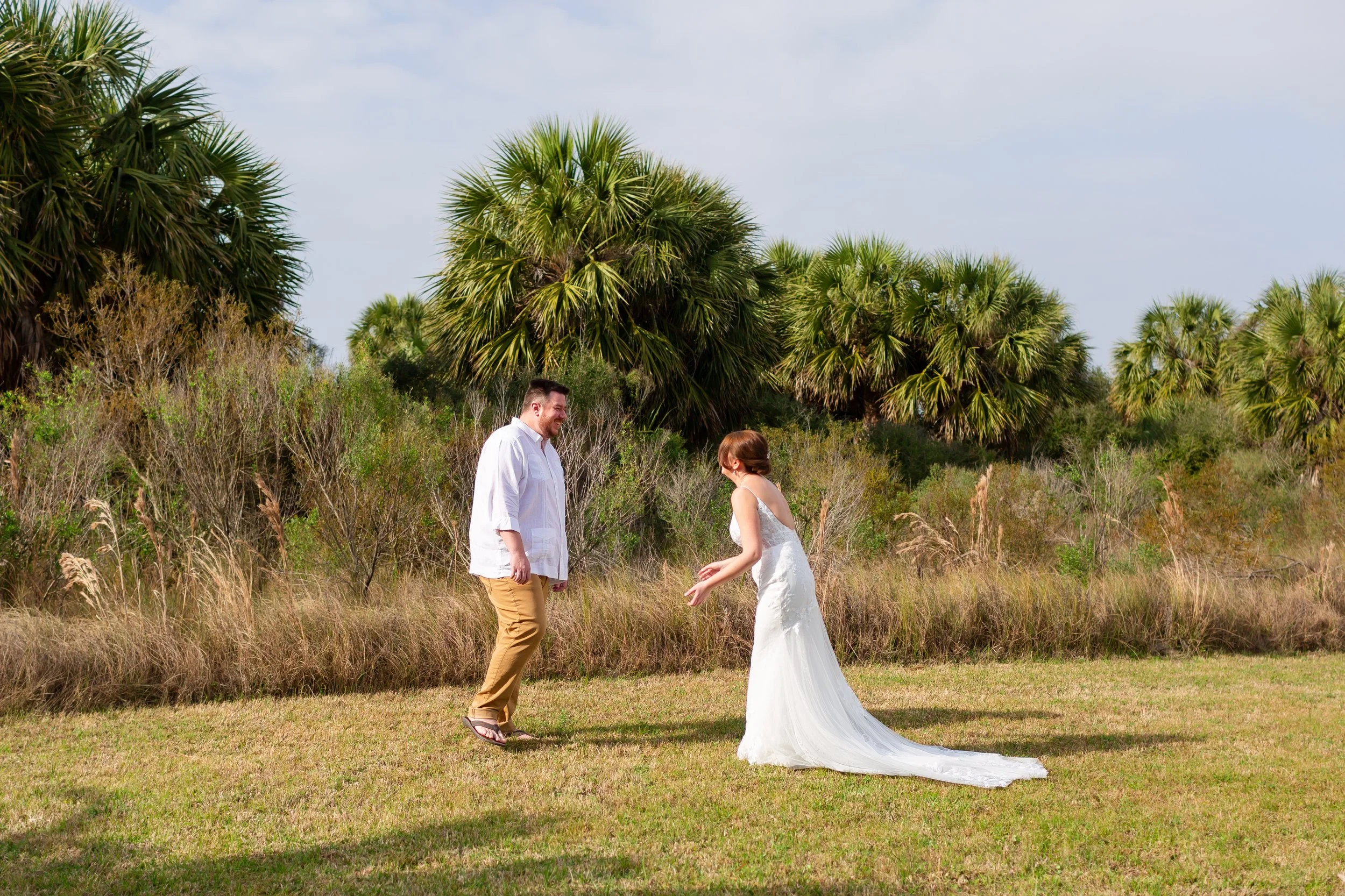 Bride and Groom First Look Galveston Island