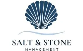 Logo with a navy blue seashell above the words 'Salt & Stone Management'.