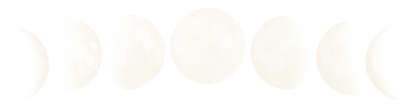 Sequence of images showing the moon phases from new moon to full moon and back to new moon.