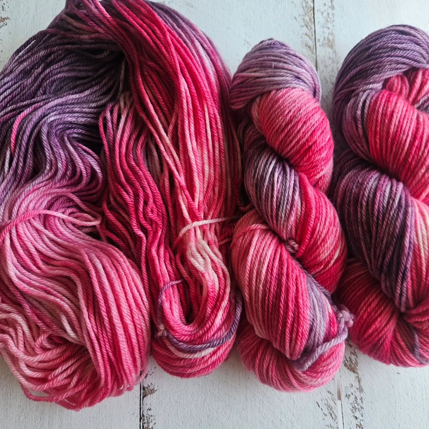 More DK sock yarn on the website. This one is called Elora's favourite colour..... because I can never remember if it is pink or purple, and I always seem to get it wrong. Wanting to make socks quicker?? Try some DK yarn.

#handdyedyarn #sockknitter 