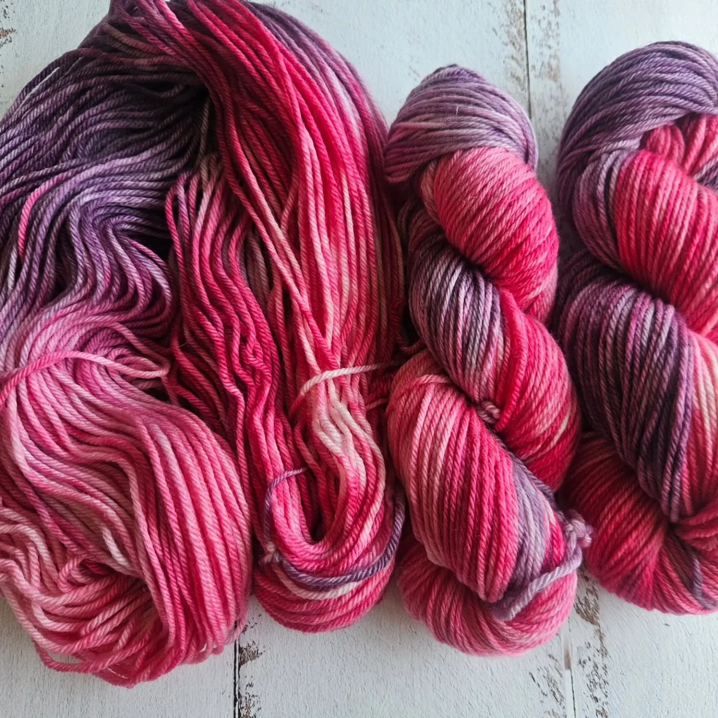 More DK sock yarn on the website. This one is called Elora's favourite colour..... because I can never remember if it is pink or purple, and I always seem to get it wrong. Wanting to make socks quicker?? Try some DK yarn.

#handdyedyarn #sockknitter 