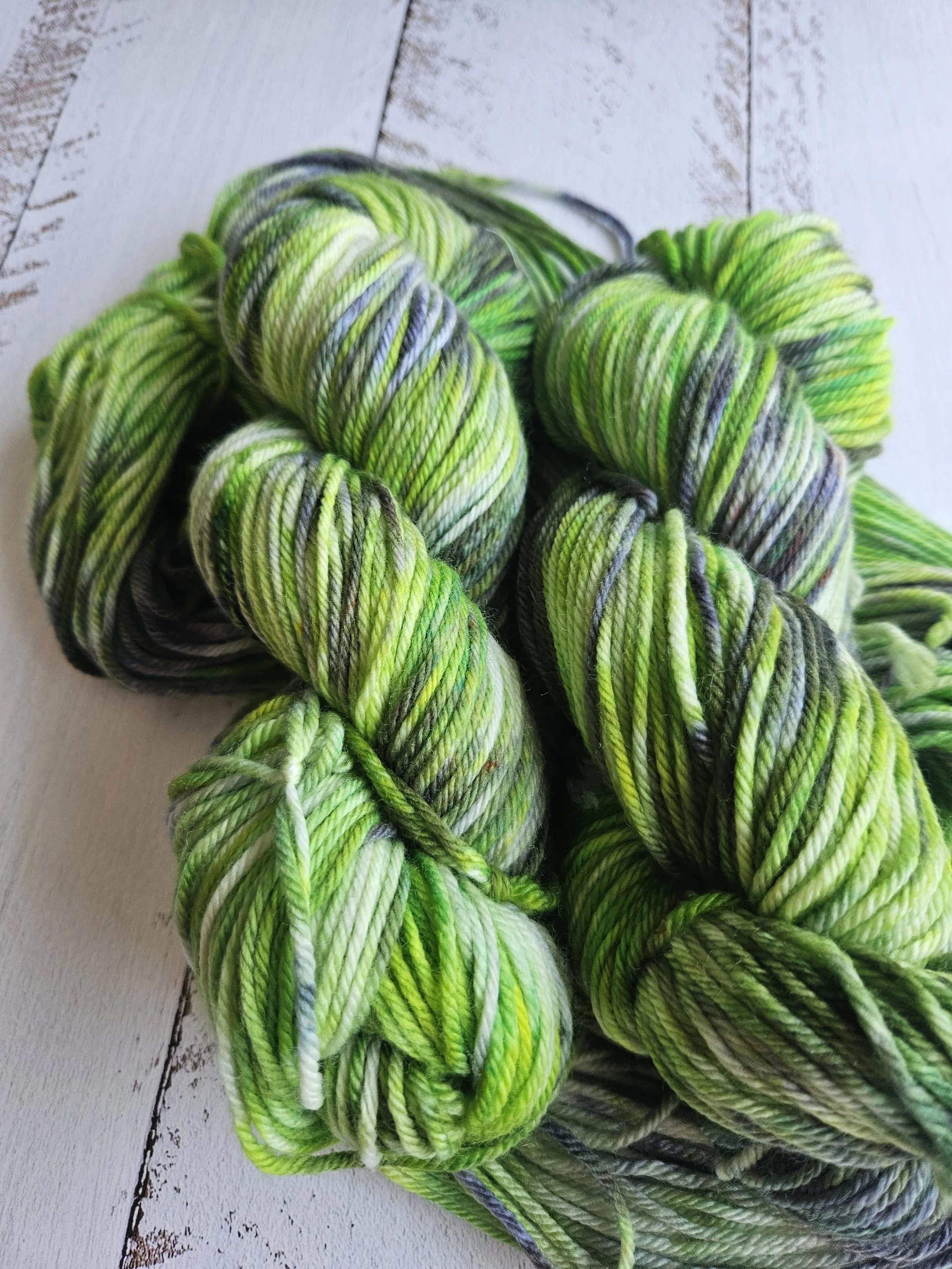 Hand Dyed DK Sock yarn- New Growth