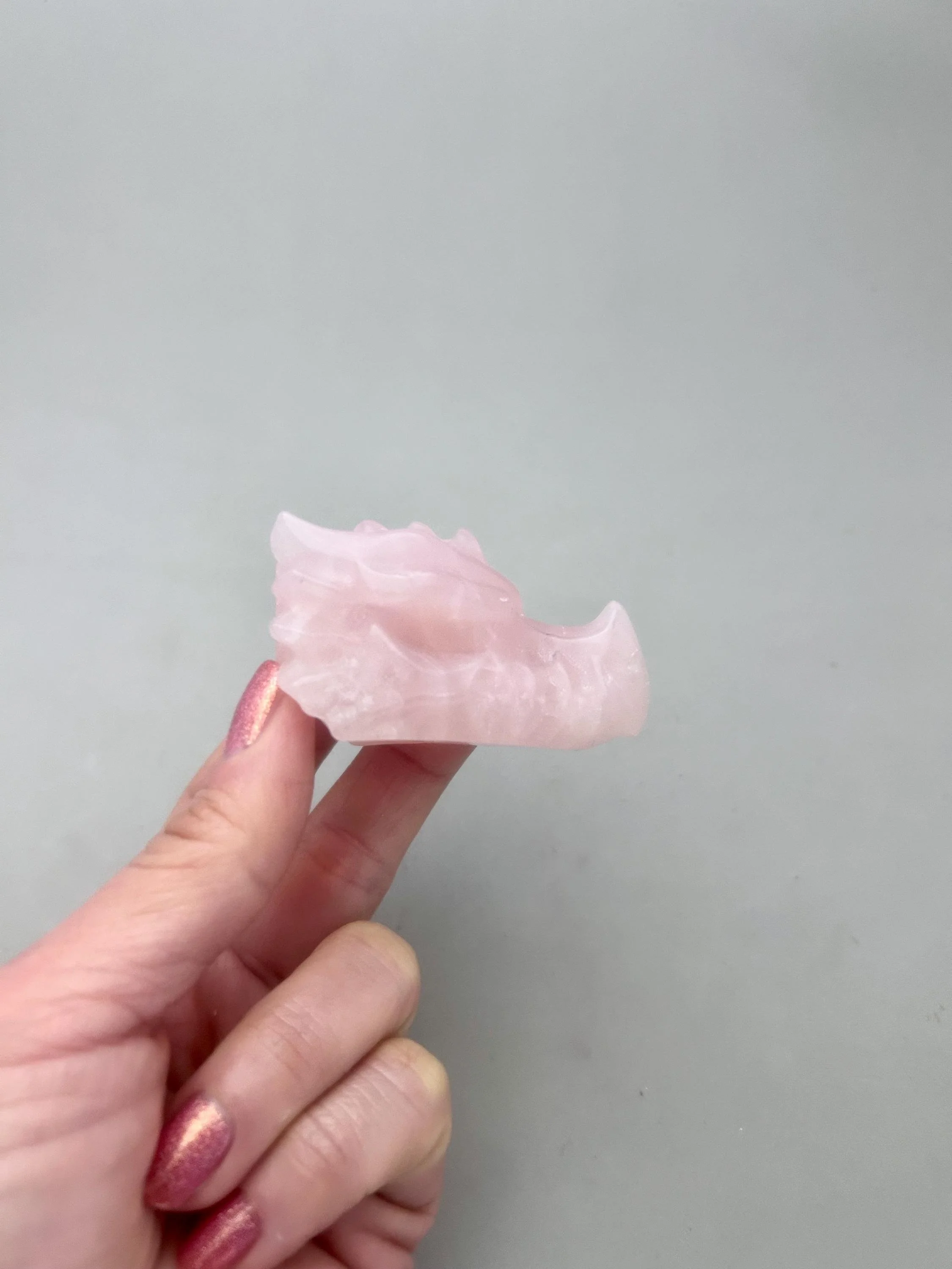 Rose Quartz Dragon Head Carving