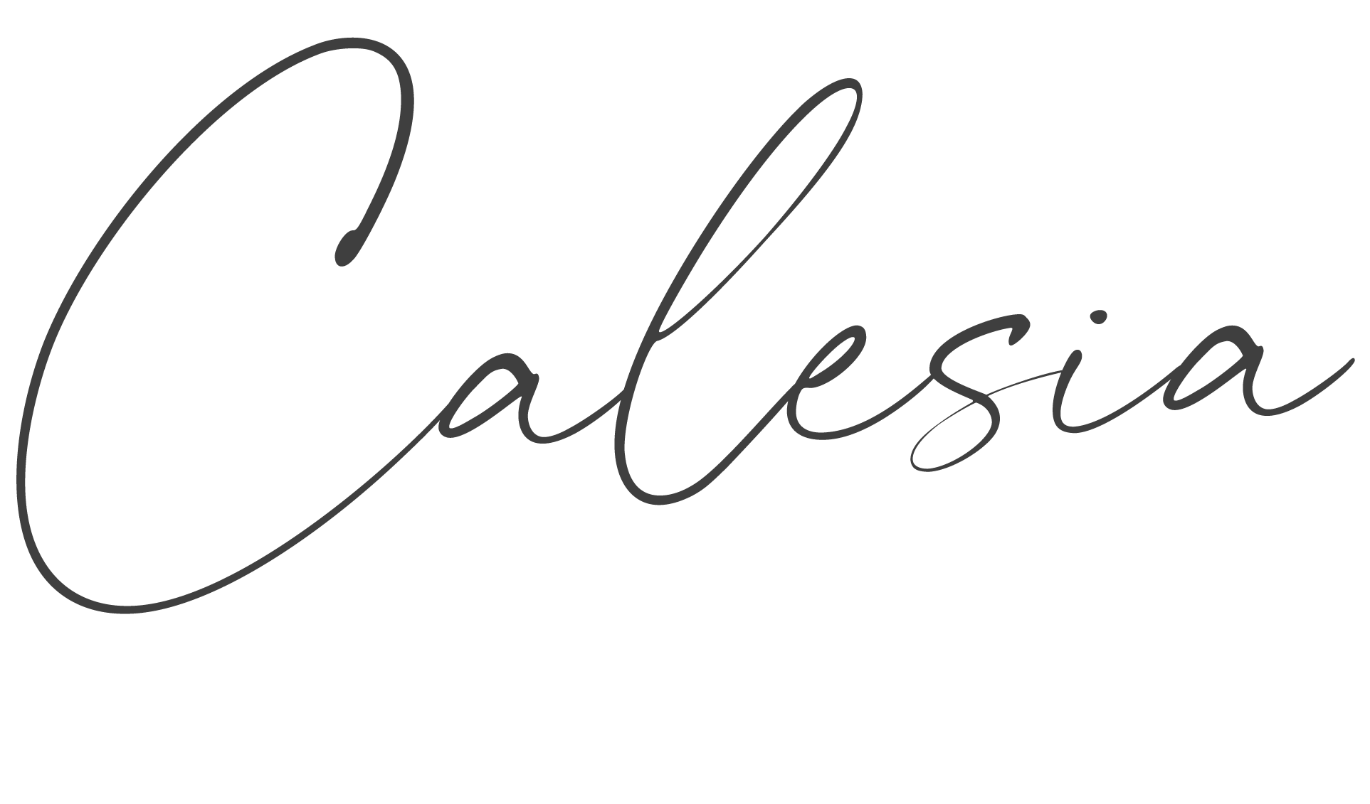 The text 'Calesia' written in a cursive, elegant font on a black background.