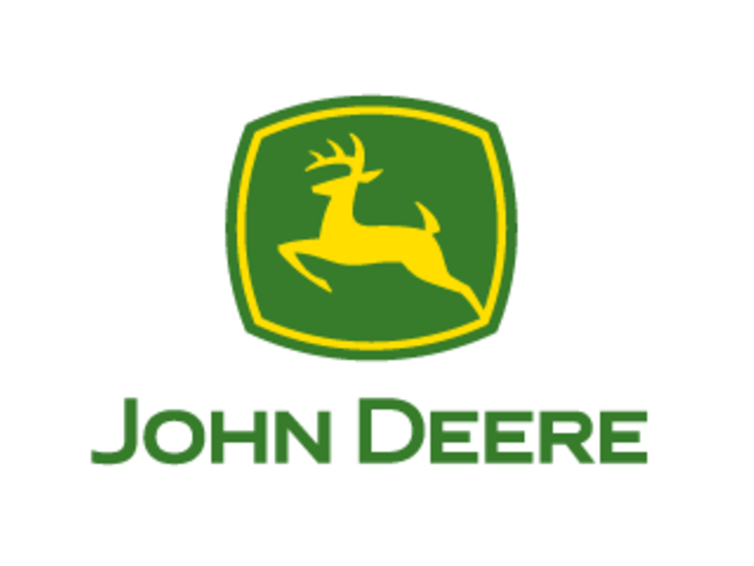 John Deere logo with a green and yellow deer emblem and the text 'John Deere' below it.