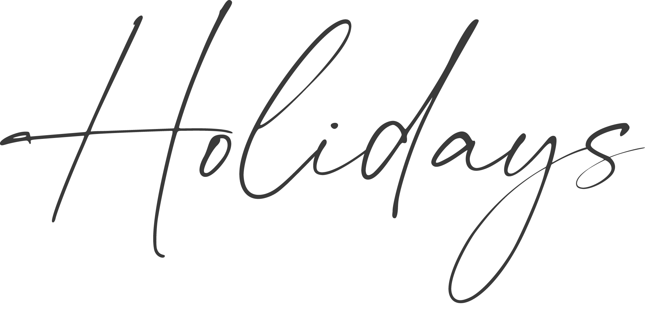 Black background with the text 'Hello Holidays' written in elegant, cursive gray script.
