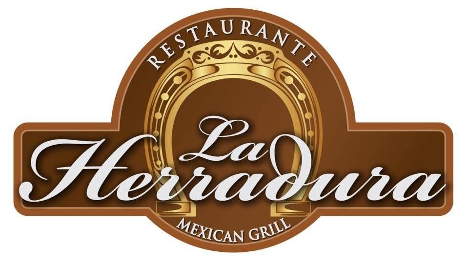 Logo for La Heridura Mexican Grill restaurant featuring a brown and gold color scheme, with decorative elements and text indicating it is a Mexican grill.