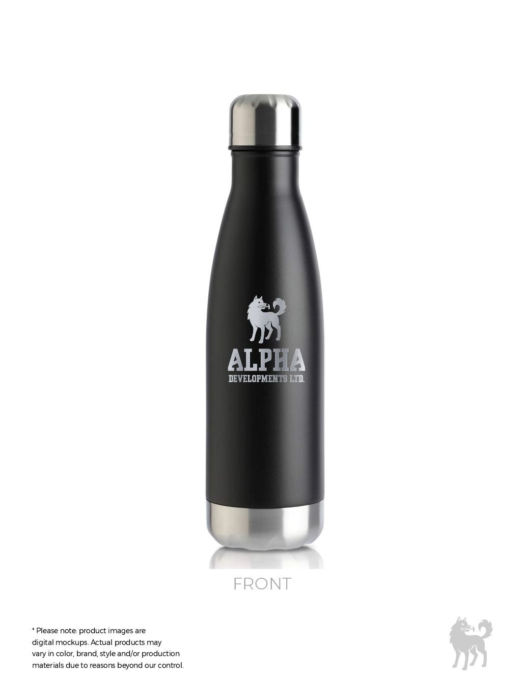 Alpha Developments 17 oz. Water Bottle  | Black | Minimum Order:20