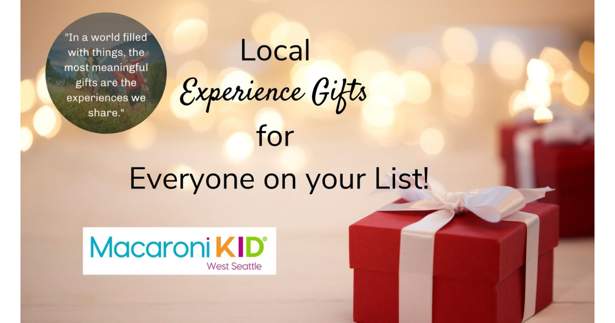 Graphic created for a local "Experience Gifts" article for Macaroni Kid. Click on the picture to see the original article written by me. 