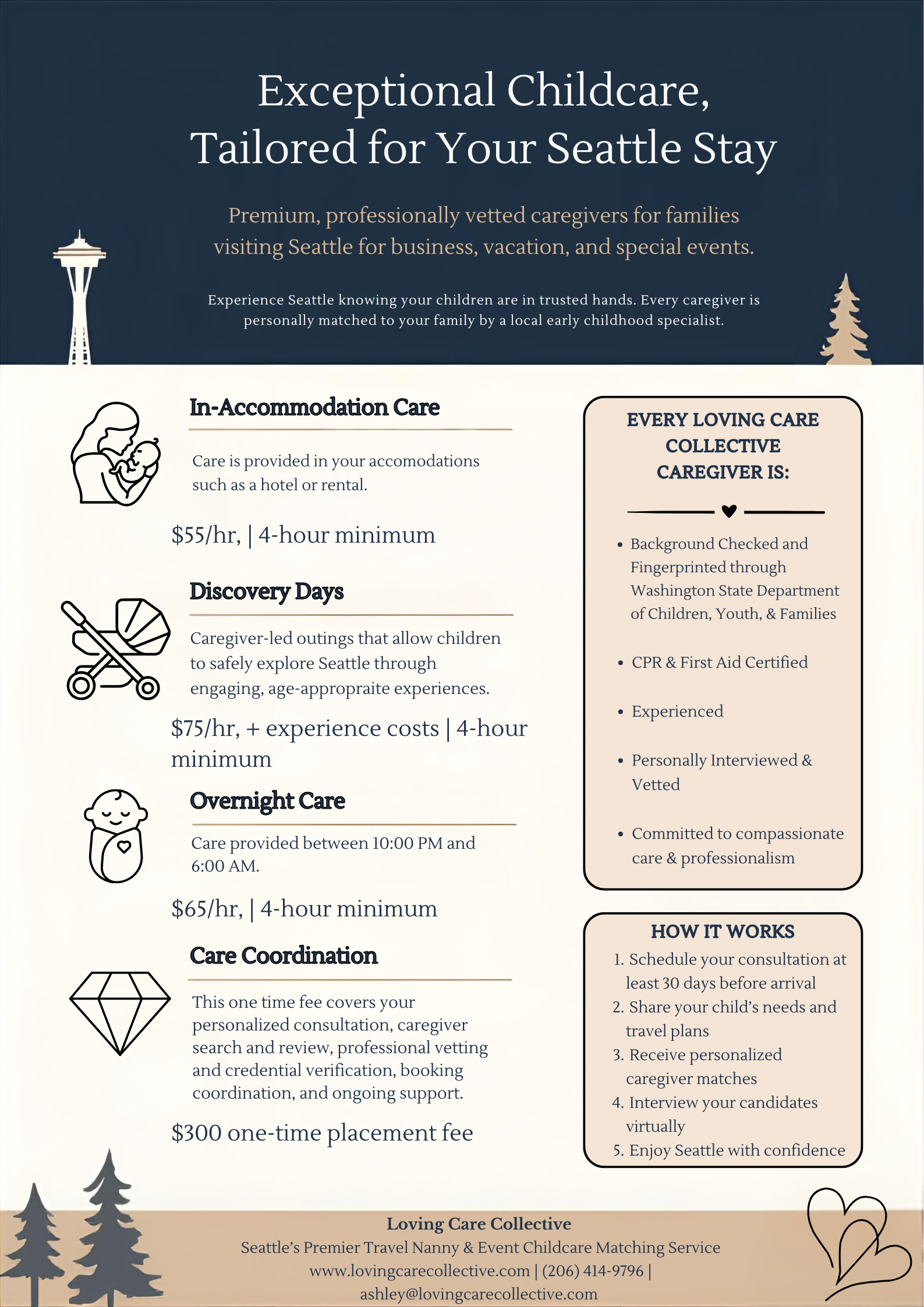 Marketing Flyer for Loving Care Collective's Destination Care. Click on the photo to view the webpage designed for this service.