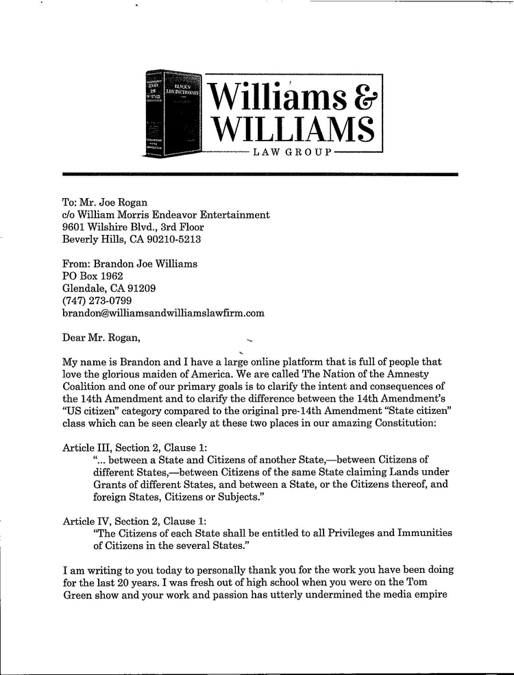 Joe Rogan Letter News and Alliances — The Amnesty Coalition