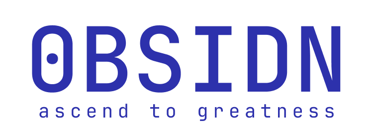 OBSIDN logo with the tagline 'ascend to greatness' in blue text