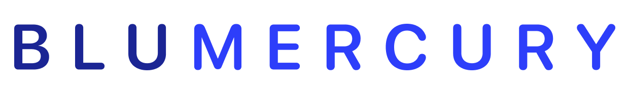 Text displaying the word 'BLUMERCRURY' in blue font on a black background