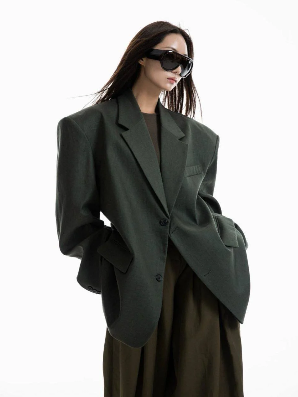 Green Oversized Linen Blazer