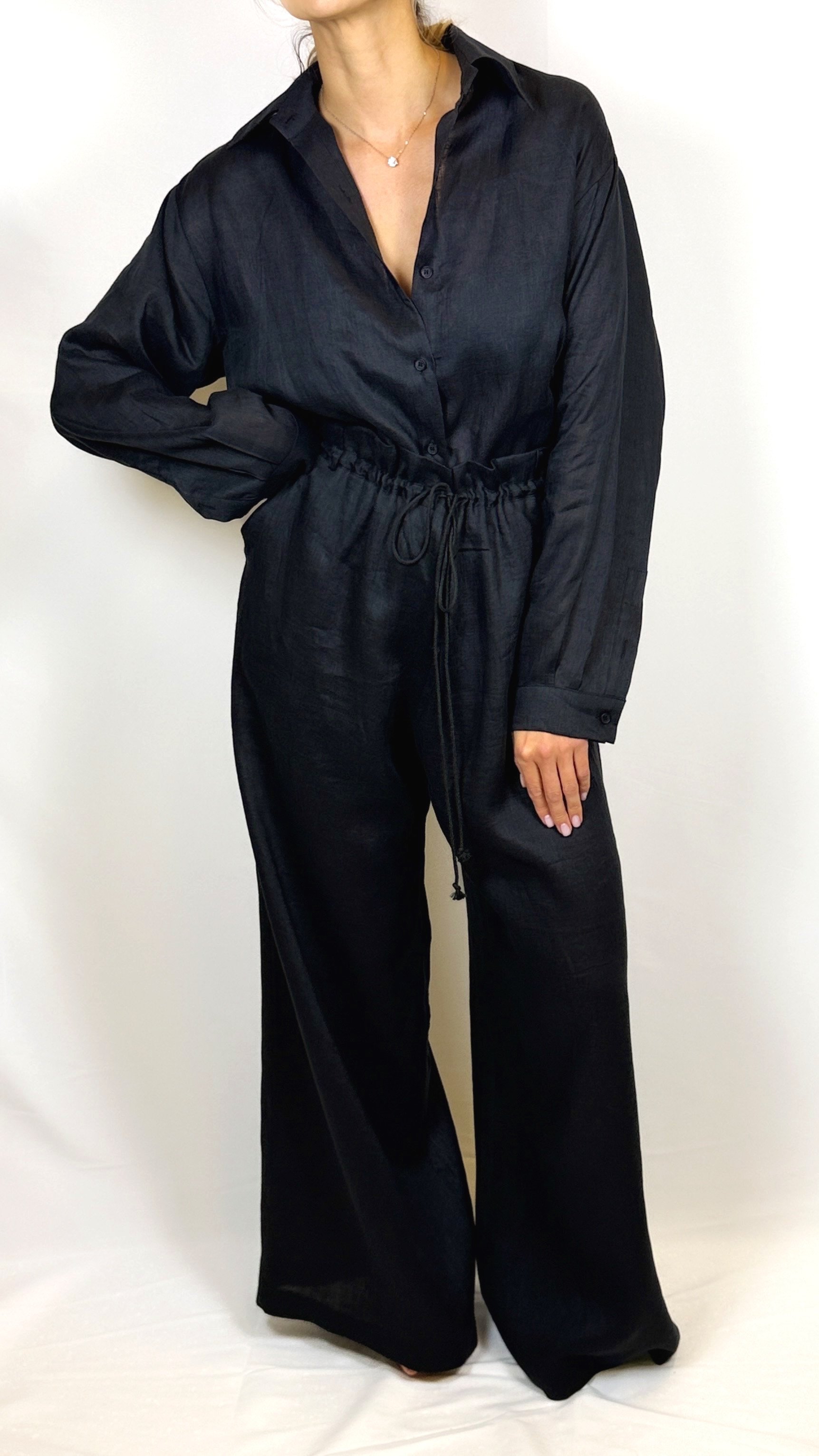 Black linen pants women relaxed style