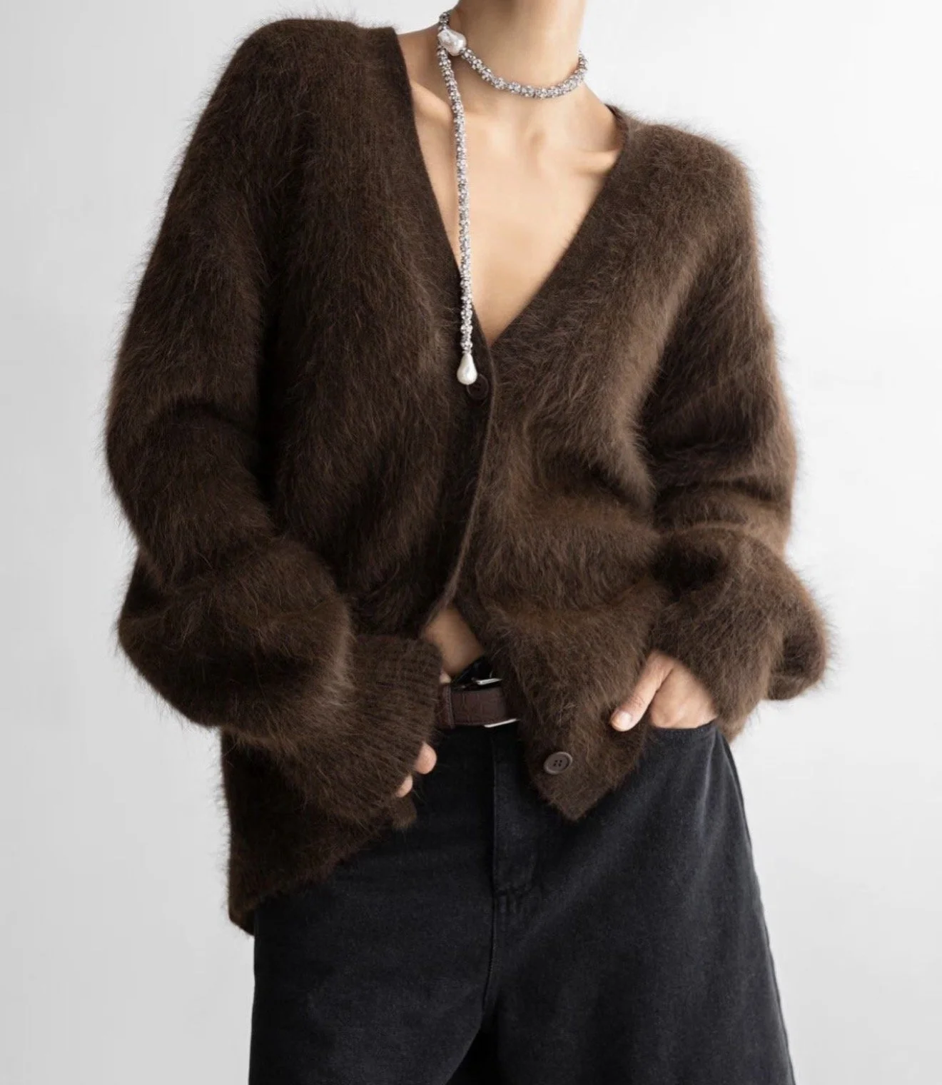 PREMIUM Brown Angora Cardigan
