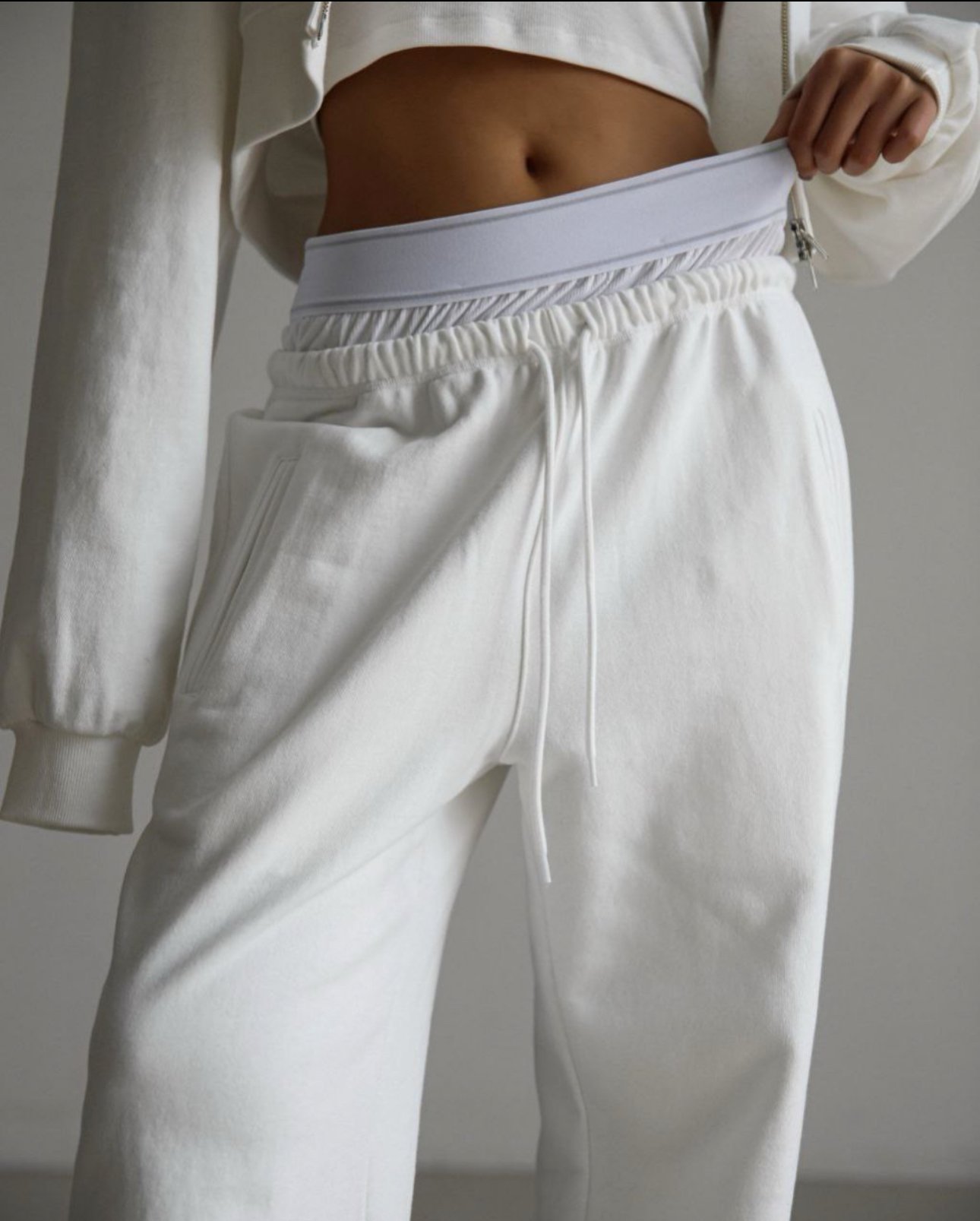 White cotton joggers women pants