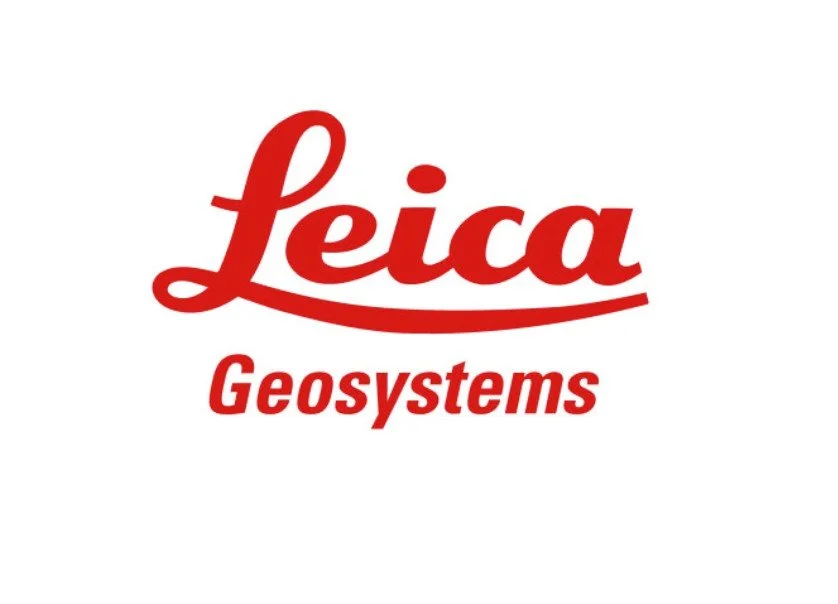 Leica logo with white text inside a red circle