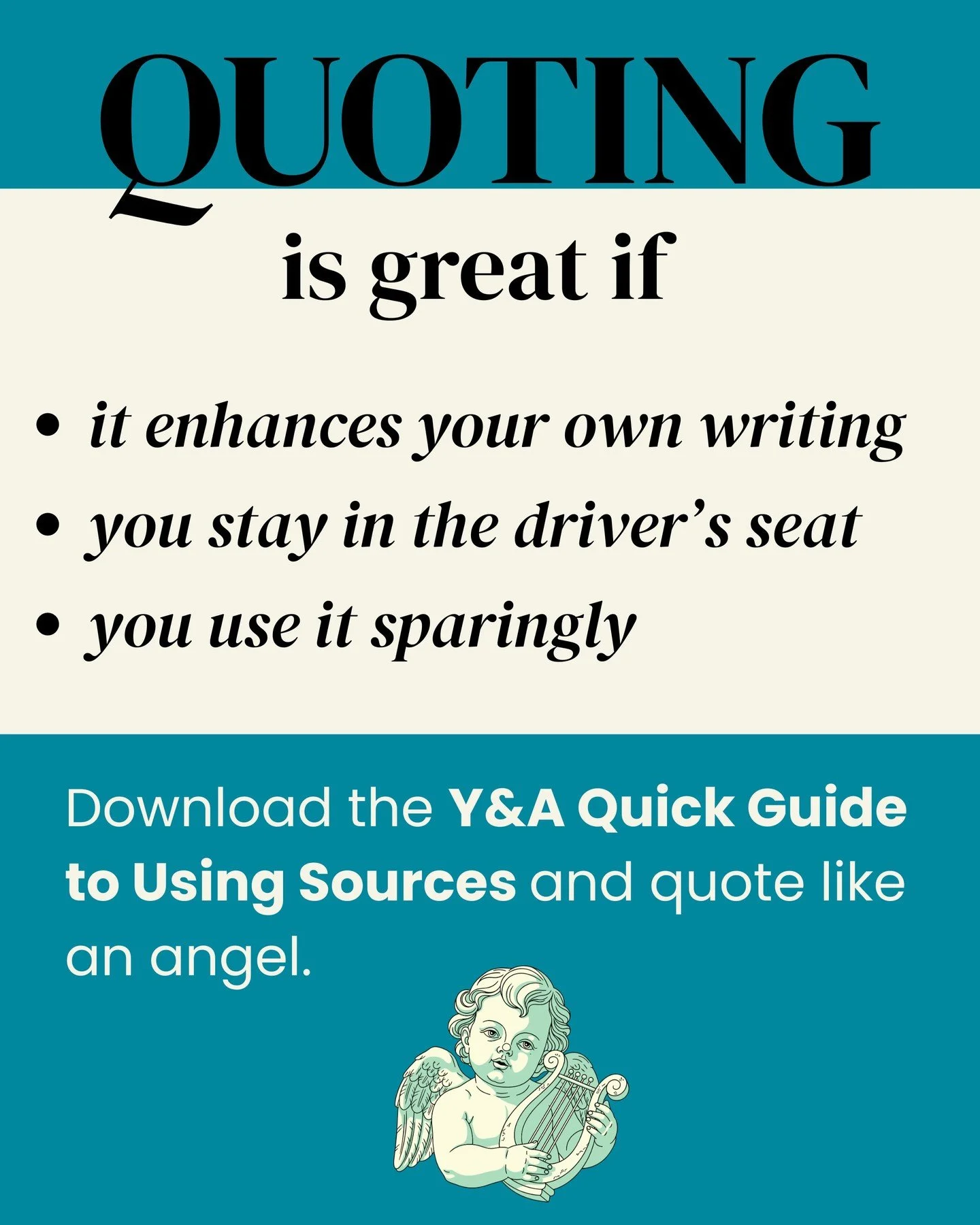 Nothing enhances an #academic #essay like a well-chosen, well-timed #quotation. But too often, we hide behind what other people have said because we're not confident about what WE have to say. See my Super-Quick Guide to Sources to make sure you use 