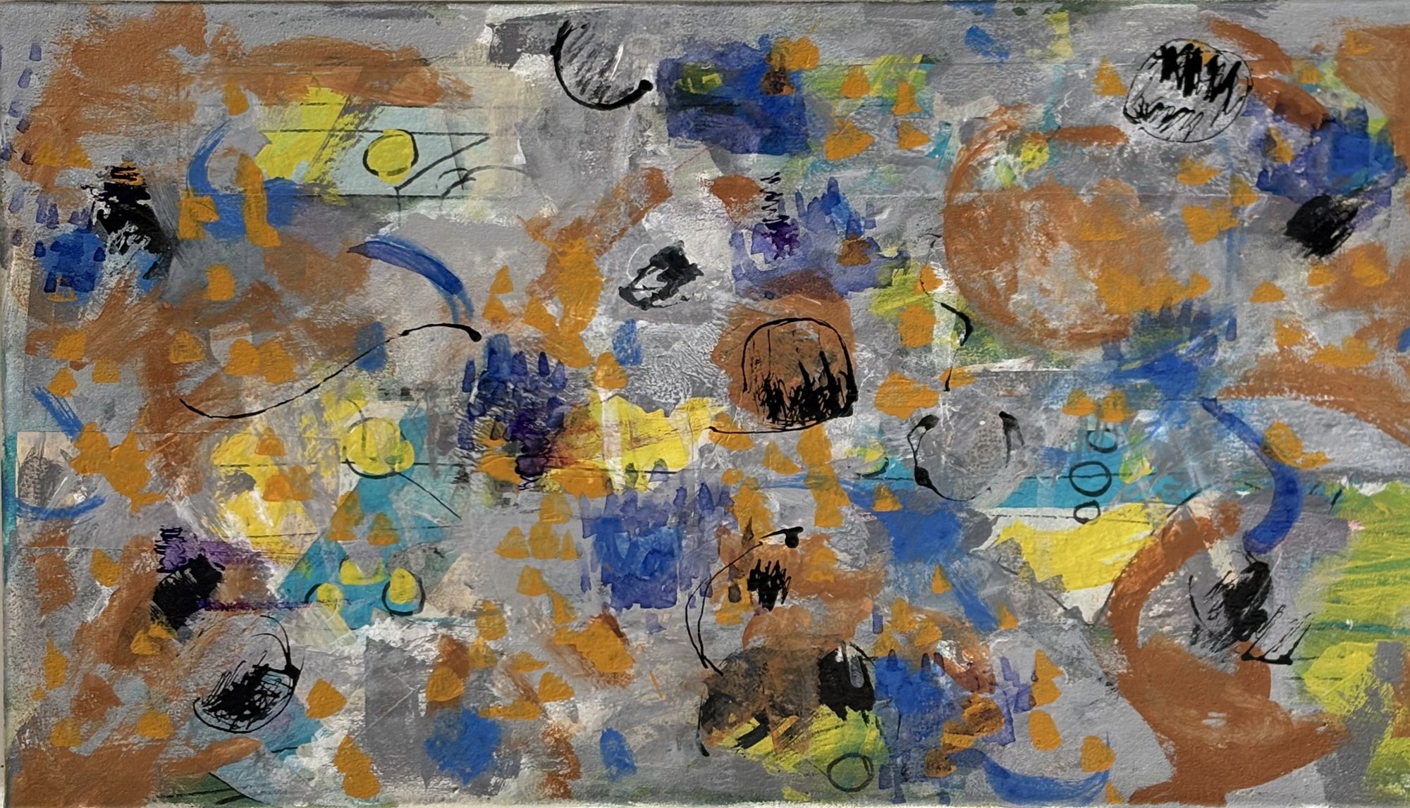 Soft ground, 40x73cm, paint, inks on canvas