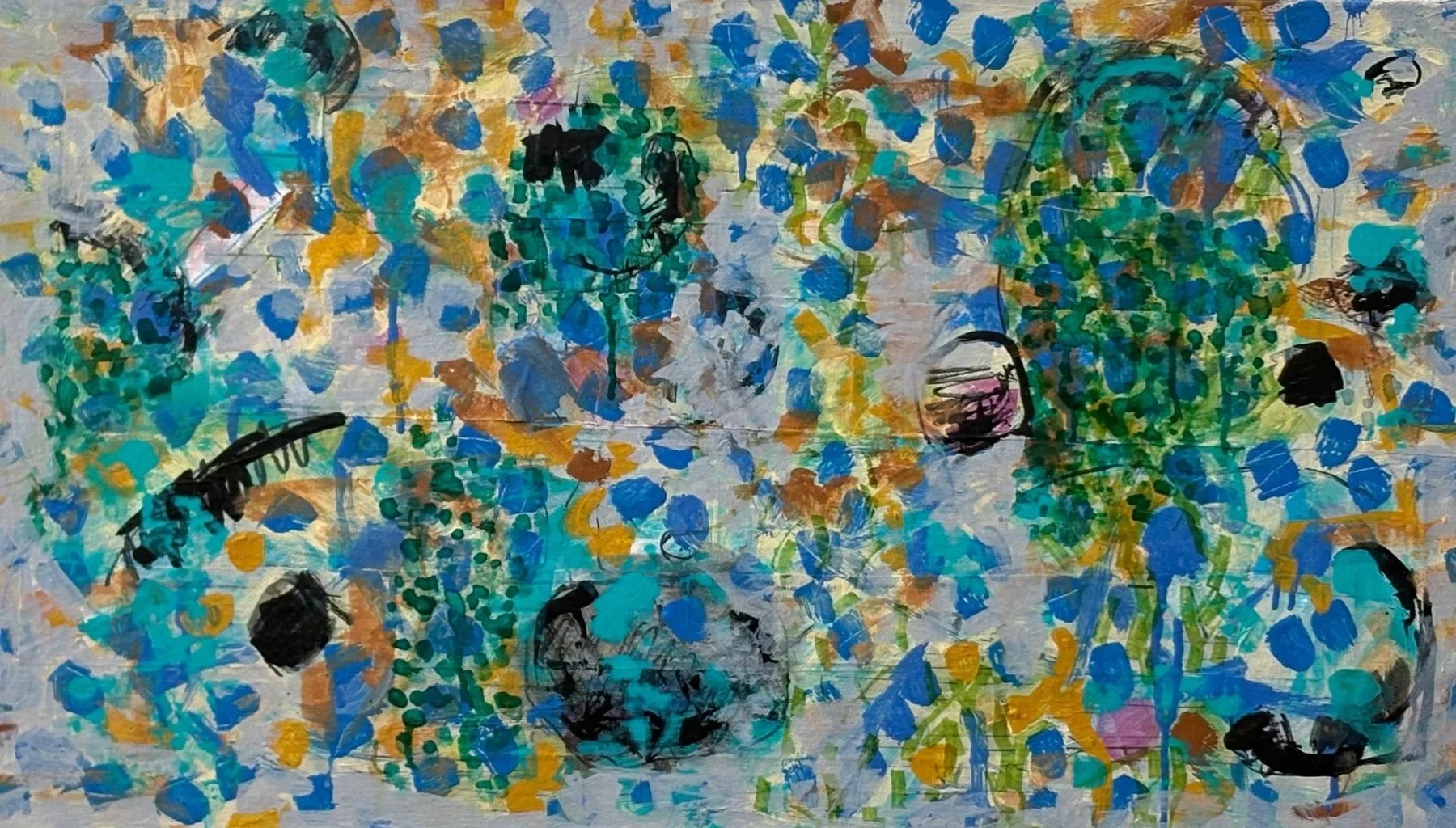 Busy busy, 40x73cm, paint, inks on canvas