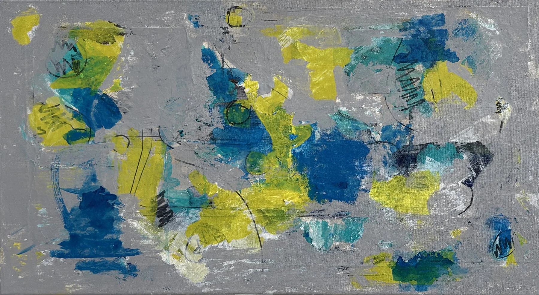 Open ground, 40x73cm, paint, inks on canvas