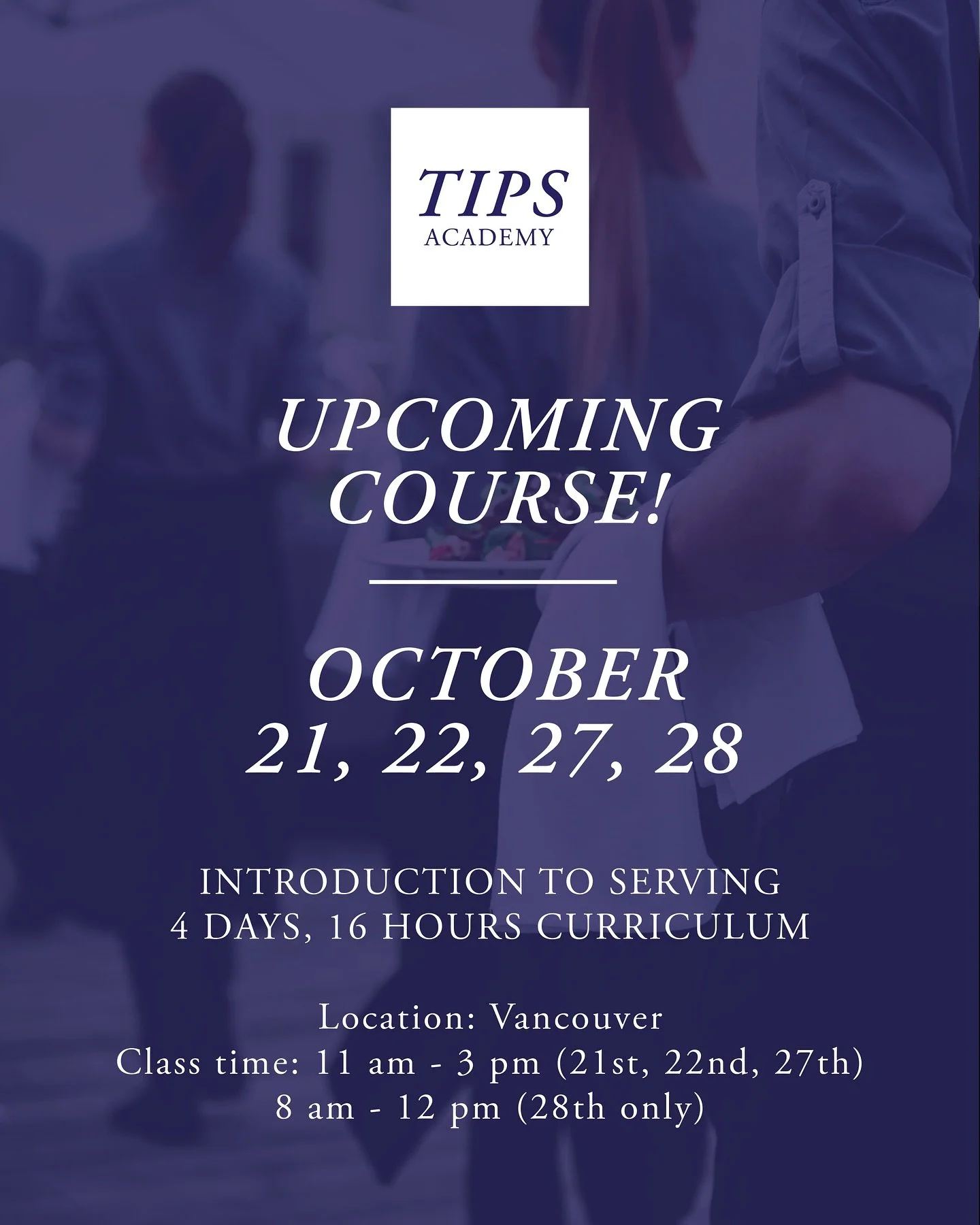 There are a few spaces left in next week&rsquo;s course! Our Introduction to Serving course is designed to help people curious about the service industry build base skills so they are ready to hit the floor. The course also helps those with some expe