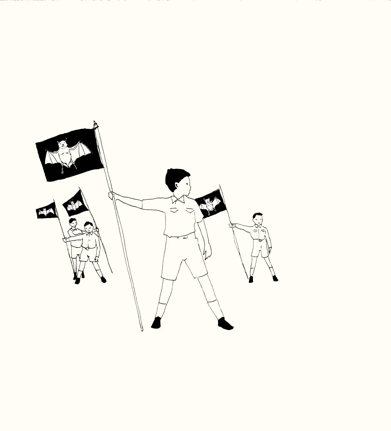 Marcel Dzama, The Cabin of Count Dracula, 2005.  20 hand-drawn lithographs, wooden cabin with faux fur, and 9" record.  