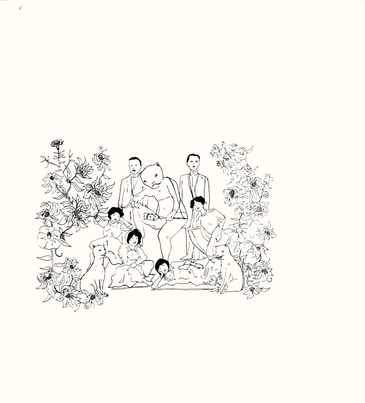 Marcel Dzama, The Cabin of Count Dracula, 2005.  20 hand-drawn lithographs, wooden cabin with faux fur, and 9" record.  