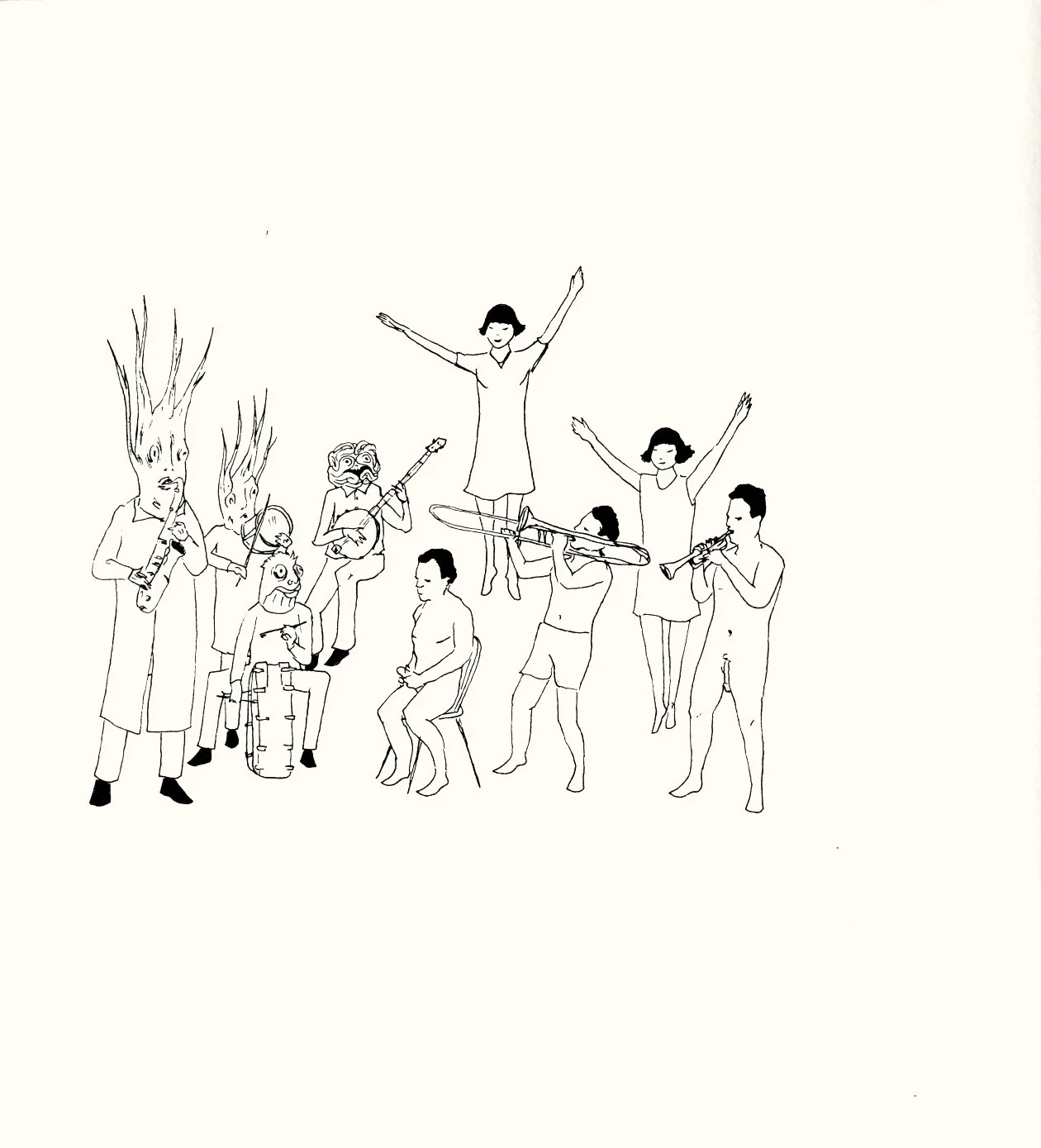 Marcel Dzama, The Cabin of Count Dracula, 2005.  20 hand-drawn lithographs, wooden cabin with faux fur, and 9" record.  