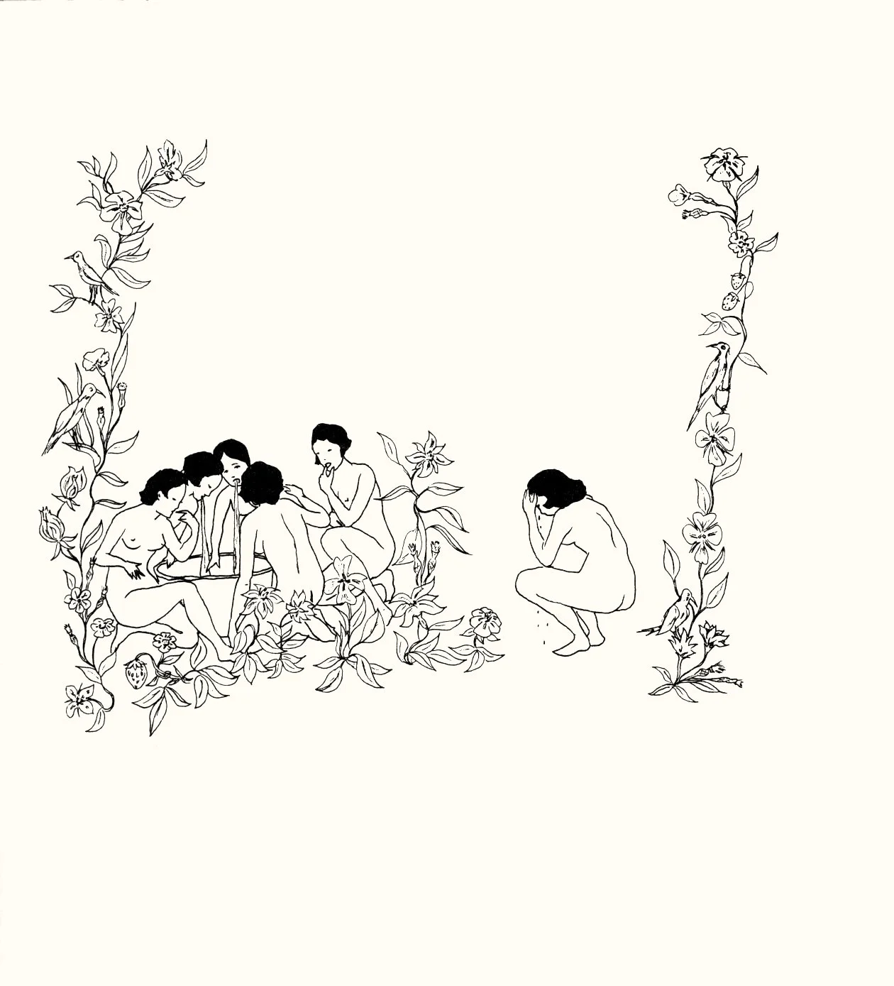 Marcel Dzama, The Cabin of Count Dracula, 2005.  20 hand-drawn lithographs, wooden cabin with faux fur, and 9" record.  