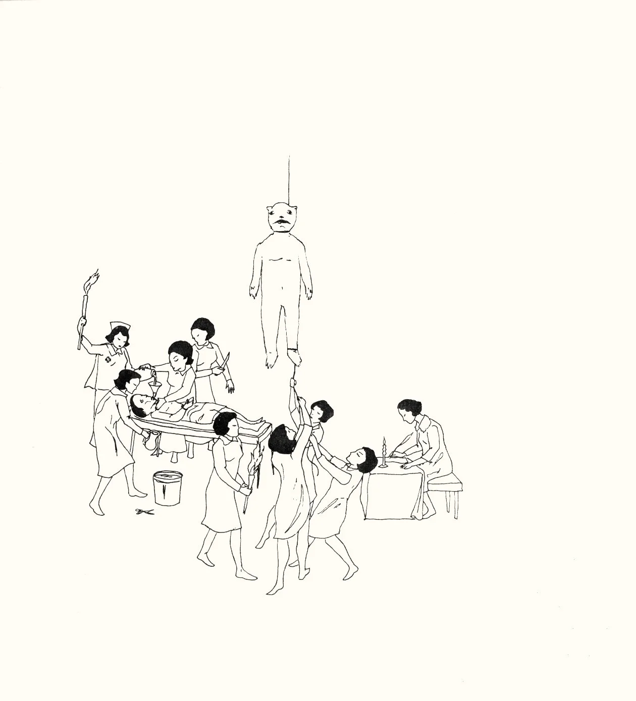 Marcel Dzama, The Cabin of Count Dracula, 2005.  20 hand-drawn lithographs, wooden cabin with faux fur, and 9" record.  