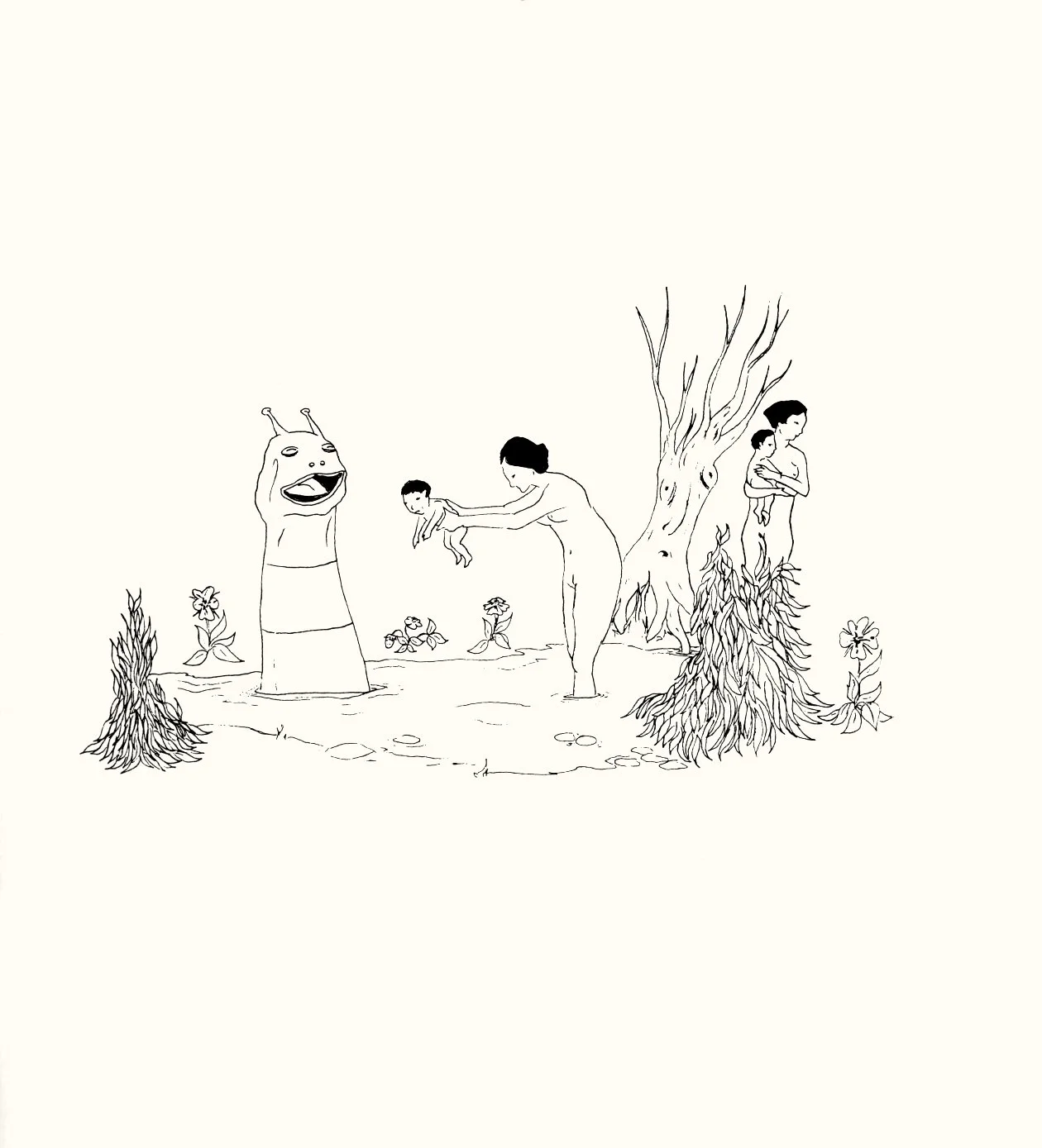 Marcel Dzama, The Cabin of Count Dracula, 2005.  20 hand-drawn lithographs, wooden cabin with faux fur, and 9" record.  