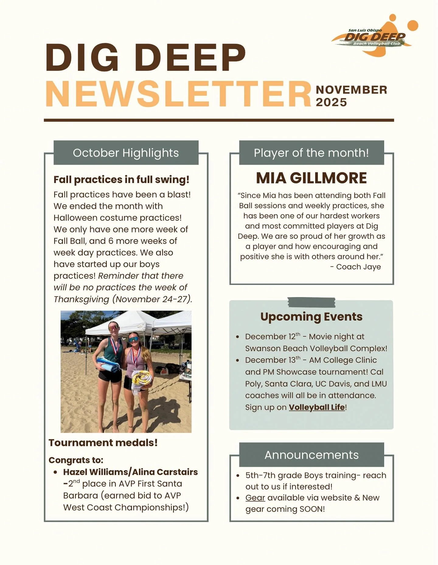 November Newsletter 🍁🍂

#digdeepbeachvolleyball