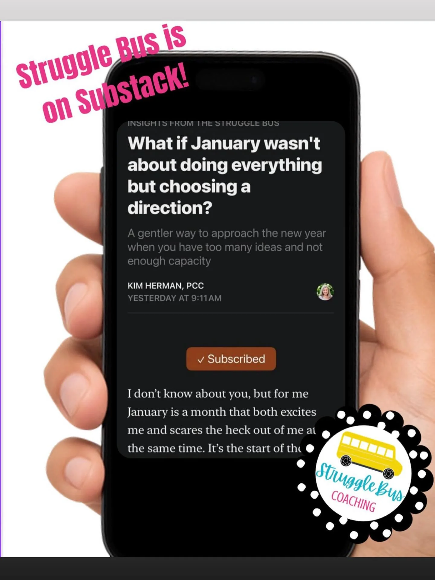 Struggle Bus is hanging out on Substack! Visit us at www.substack.com/strugglebuscoaching for lots of real talk about life, ADHD coaching, and more. Insights From the Struggle Bus is live!