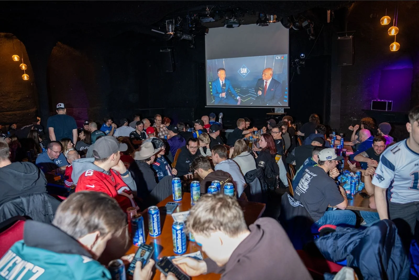 A superbowl public Viewing with hundreds of people in Zurich Switzerland