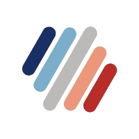 Six diagonal stripes in varying shades of blue, gray, and red.