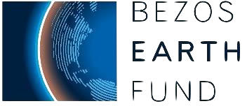 Bezos Earth Fund logo with a blue and white globe illustration.