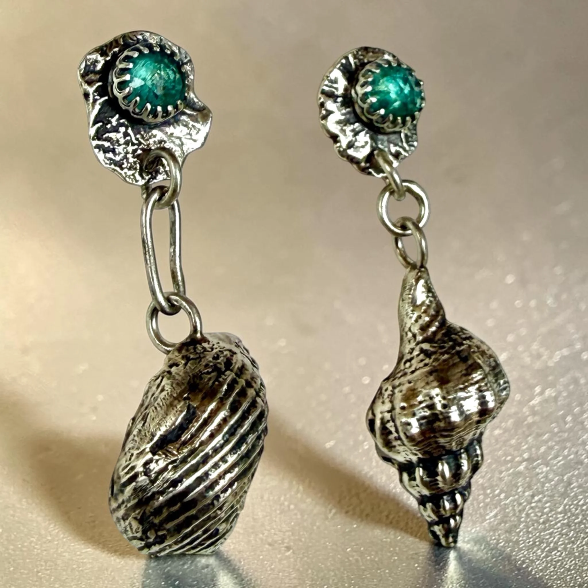 Tidal Relics - Paraiba Apatite & Cast Sterling Silver Earrings