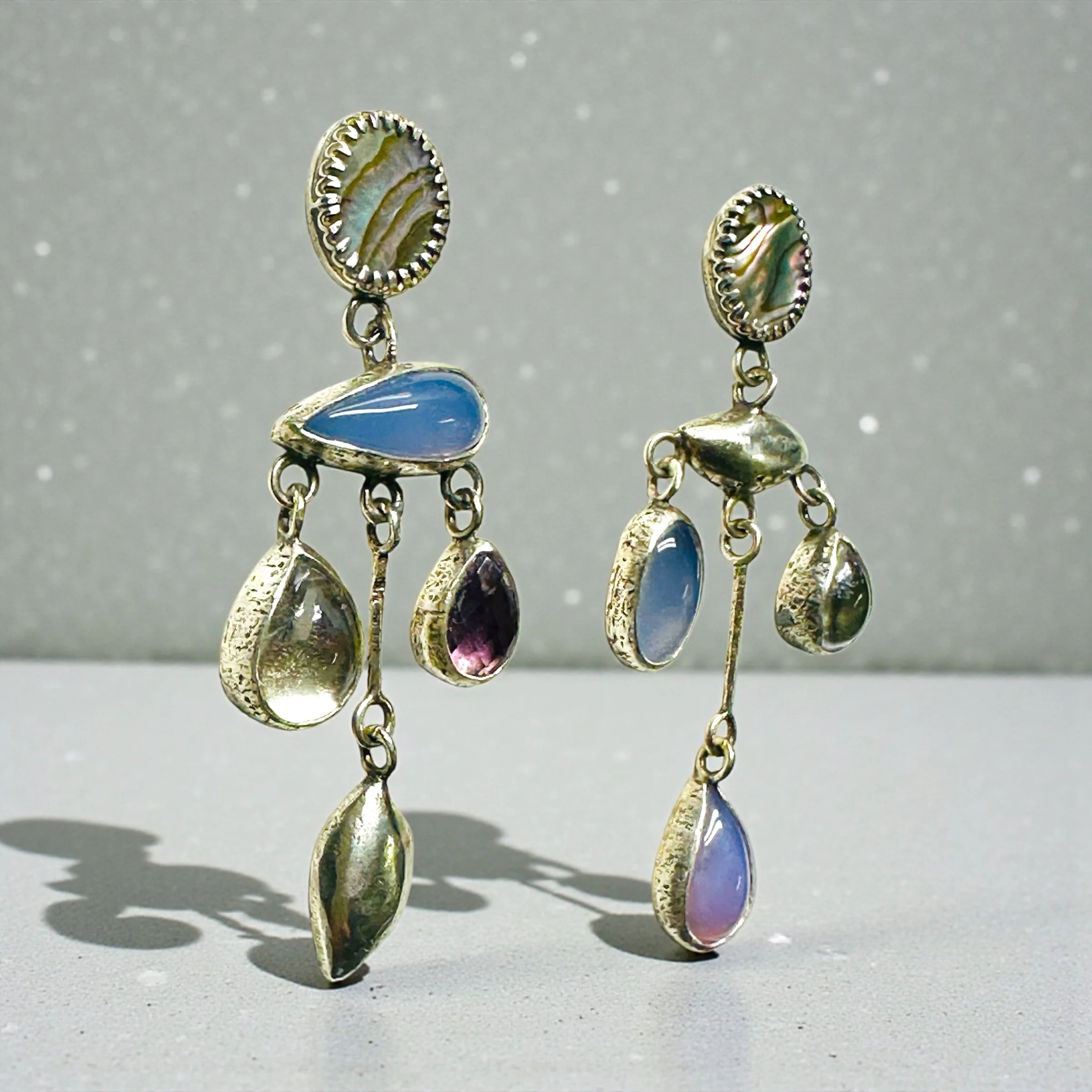 Purpleish Chandelier Earrings in Sterling Silver