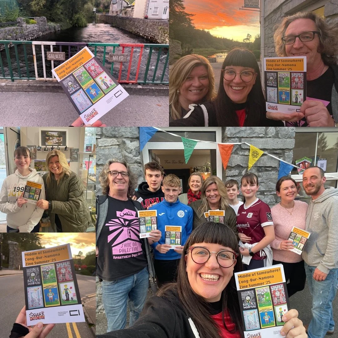 What a great Culture Night in Cong launching the Middle of Somewhere! Cong-Bur-namona Zine. Sparkcatchers! Jojo Hynes and Midie Corcoran collaborated with teenagers from Clonbur, Corr na M&oacute;na &amp; Cong
for 6 weeks.Tonight was the launch of th