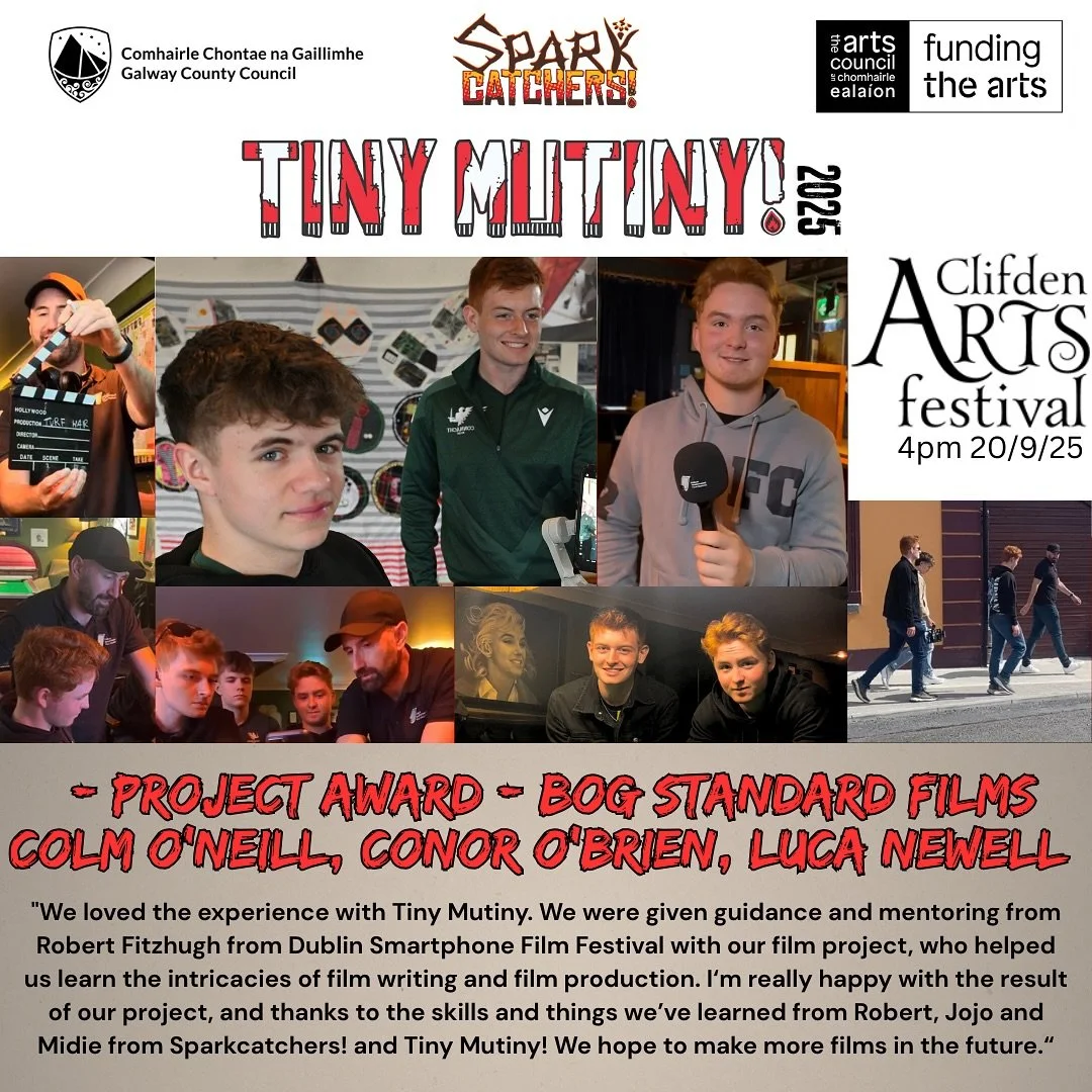 Introducing Bog Standard Films; Colm O&rsquo;Neill, Conor O&rsquo;Brien &amp; Luca Newell  mentored by Robert Fitzhugh Dublin Smartphone Film Festival @dublinsmartphonefilmfestival 

Come along see their film Turf War 
at Tiny Mutiny &lsquo;25 FREE a