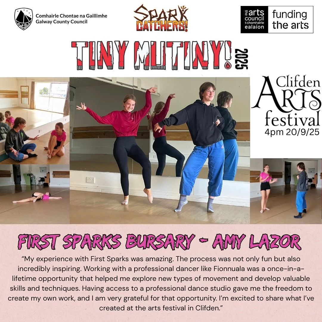 Introducing Amy Lazor, our First Sparks Contemporary Dancer who was mentored by Fionnuala Doyle-Wade @fionnualadoylewade 

Come along see Amy&rsquo;s new dance piece at Tiny Mutiny &lsquo;25 FREE arts event
for Clifden Arts Festival
4pm on Saturday 2