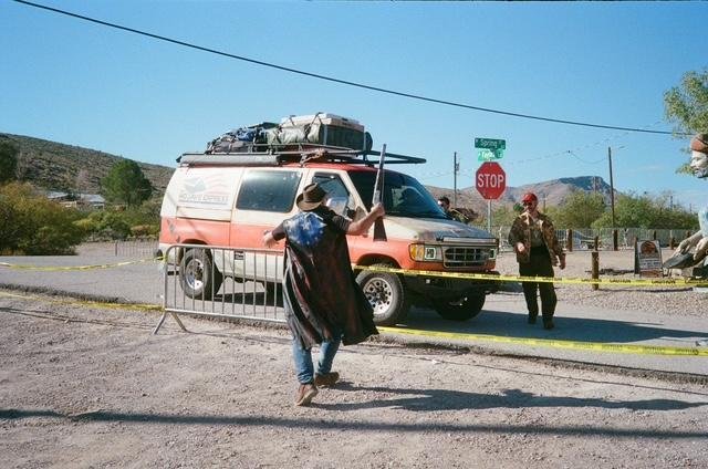 Mike and Cinder receiving a warm welcome to Goodsprings