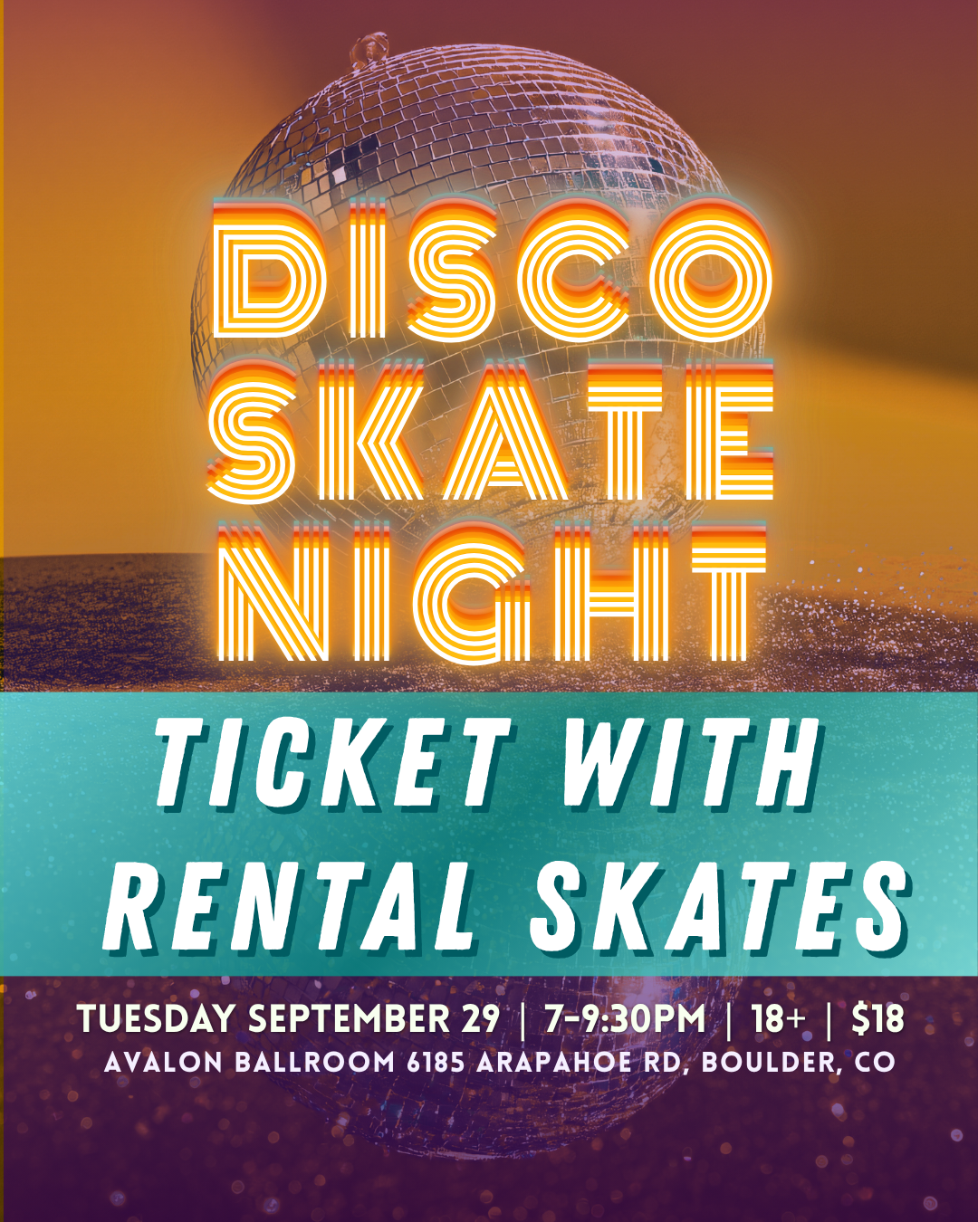 Disco Skate Night Ticket WITH Rental Skates