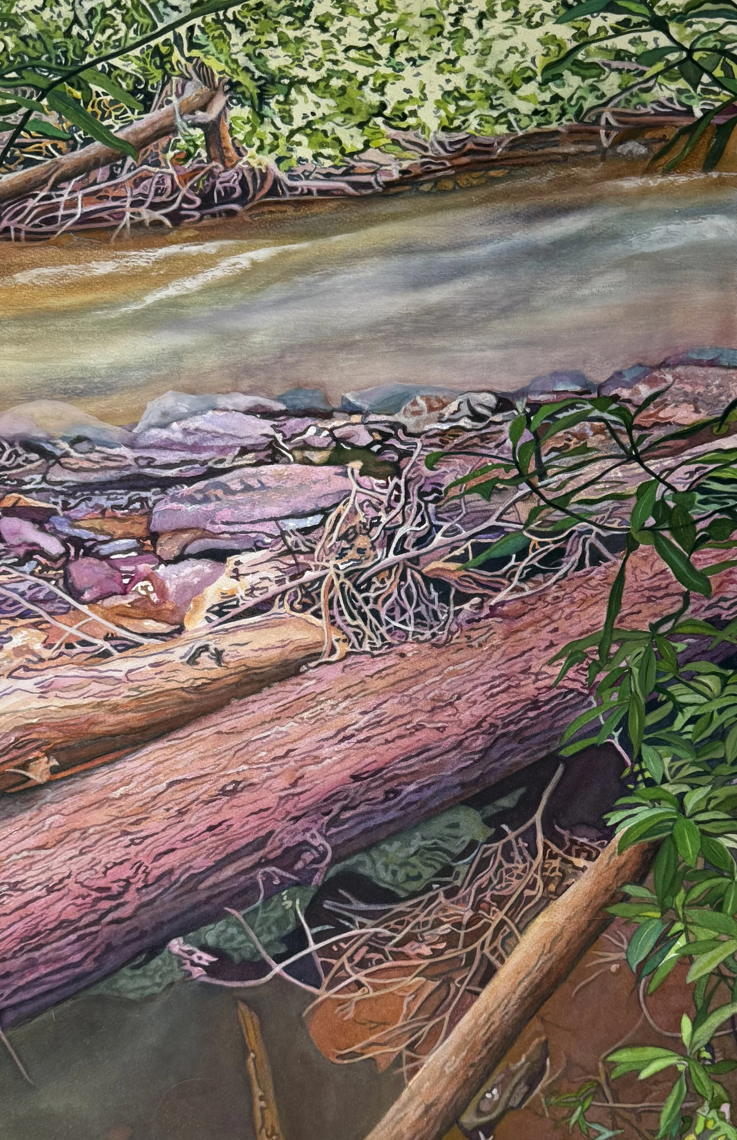 Running River:  Watercolors on Paper, 26.5" x 17"