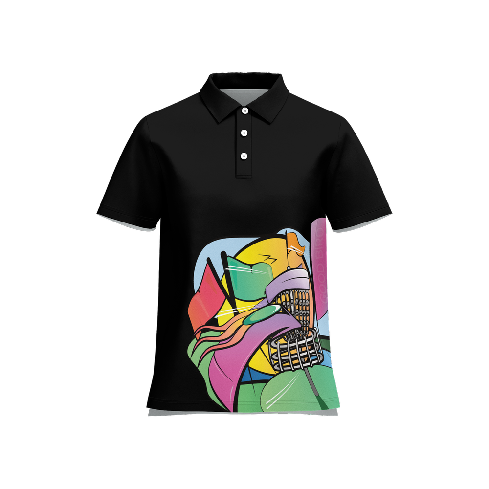 Graffiti Design Disc Golf Women's Classic Fit Three-Button Short-Sleeve Polo Shirt-Lightweight