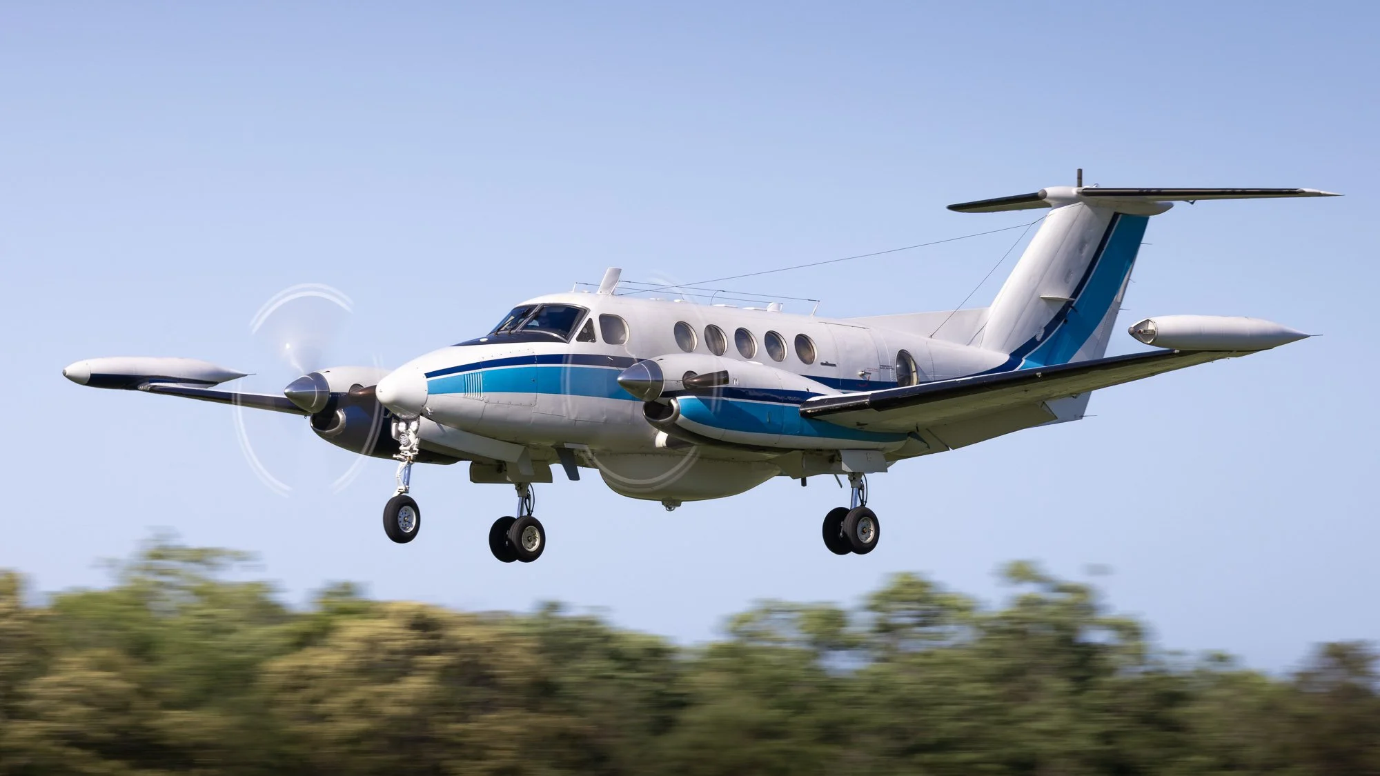 Beechcraft 200T King Air (N140RL) operated by RCS Services LLC landing at St. Mary's County Regional Airport (2W6) following a mission over the Atlantic Ocean.